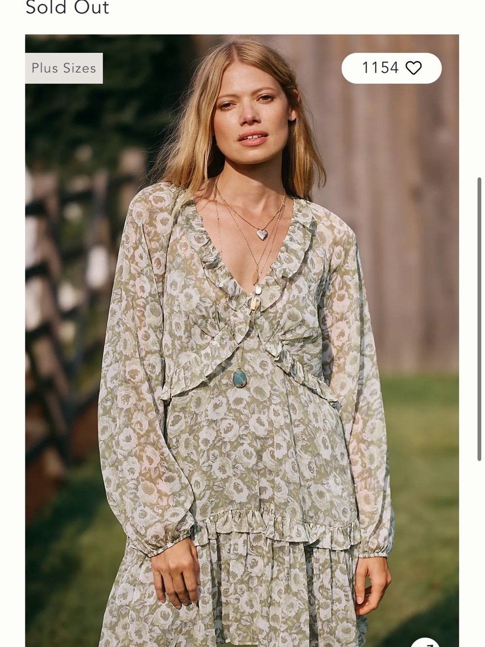 Anthropologie (by loverly grey) Sage Green Floral Ruffle Dress